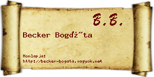 Becker Bogáta névjegykártya